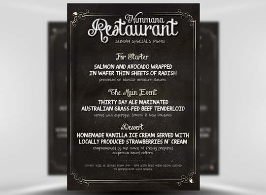 Chalk Board Menu PSD Flyer Template