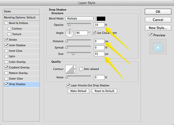 Adding a drop shadow