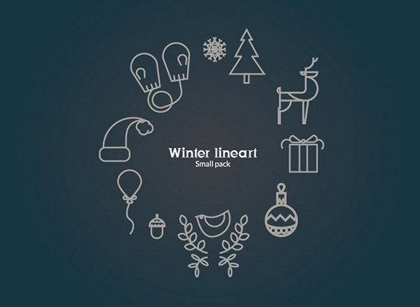 Winter line icons by An Nowak