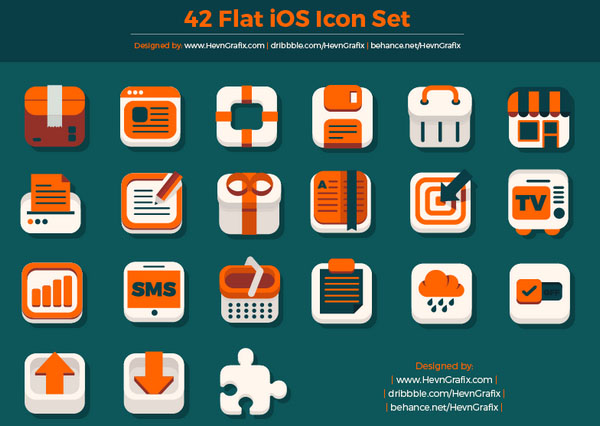 42 Flat iOS Icon Set by HevnGrafix Design