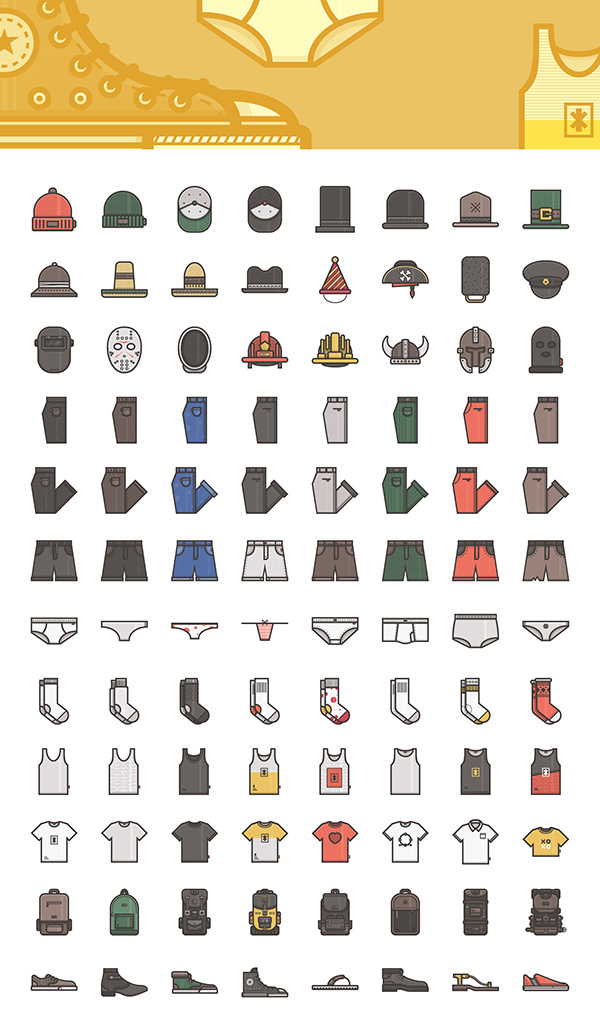 Clothes and Accessories Vector Icons