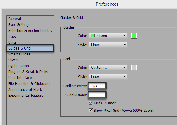 Setting grid