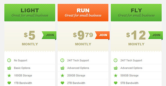 CSS3 Pricing Tables