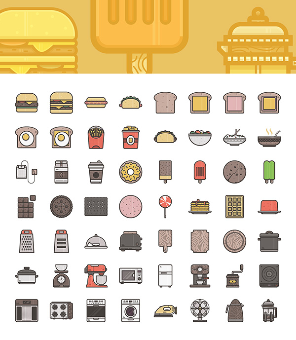 Food and Appliances Vector Icons